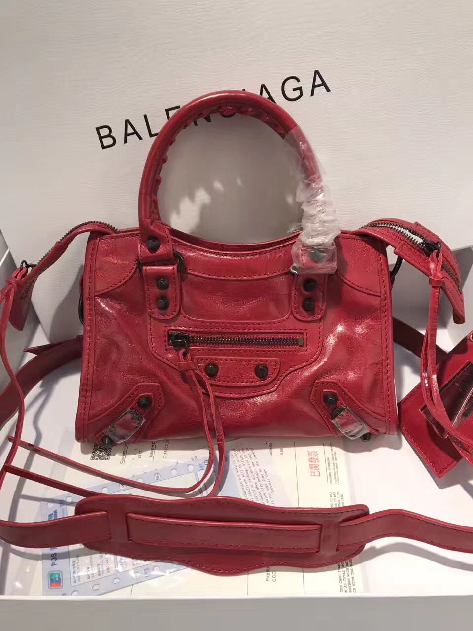 balenciaga city red mini handbags