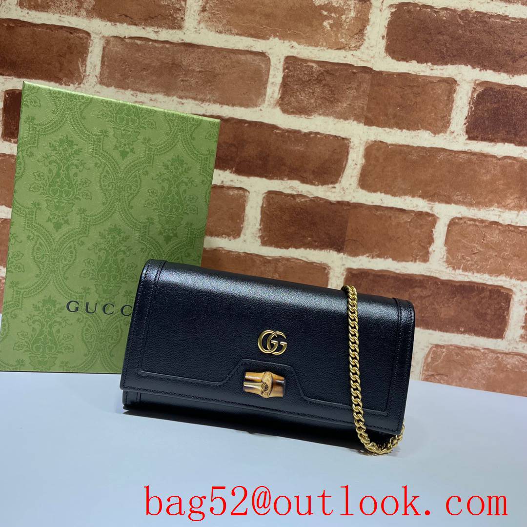 Gucci Diana Black chain leather Wallet Purse Bag