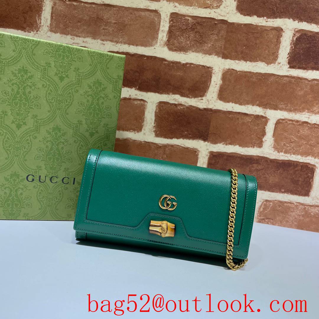 Gucci Diana Green chain leather Wallet Purse Bag