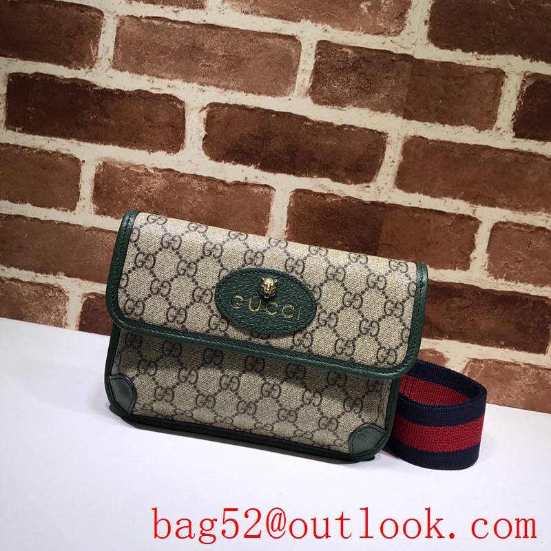 Gucci green men small GG Supreme Shoulder Bag purse