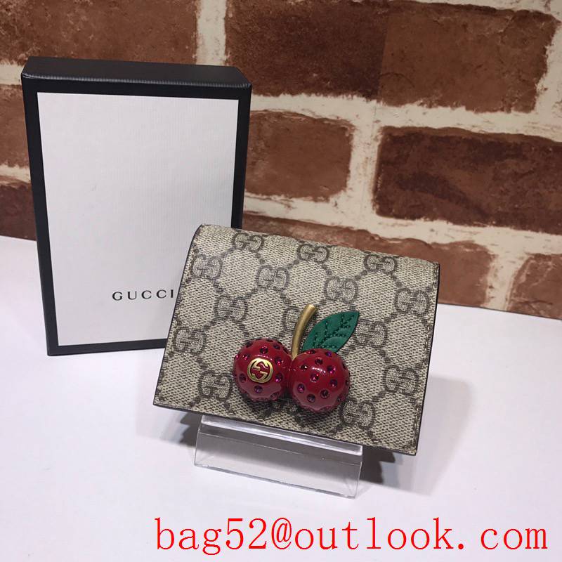 Gucci GG Supreme Short Cherry Wallet Purse