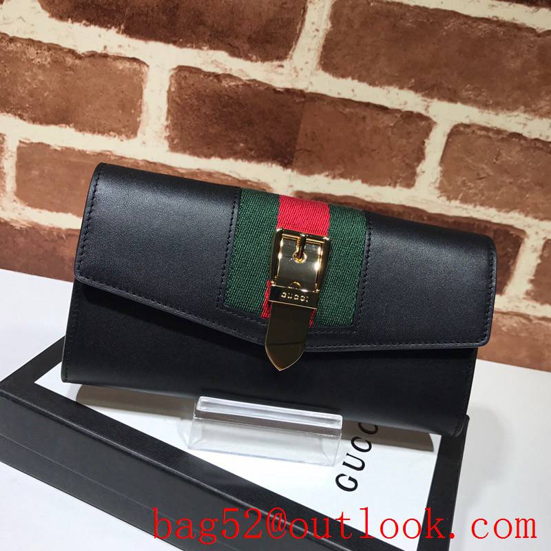 Gucci Sylvie black calfskin Snap Wallet Purse
