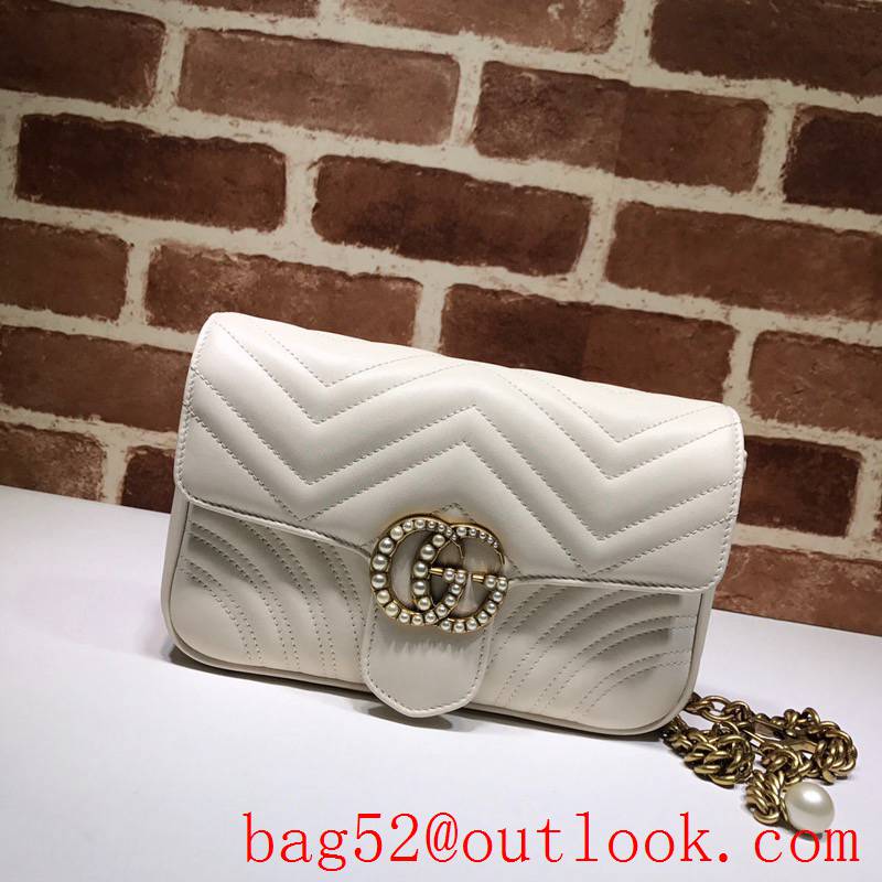 Gucci GG Marmont small Quilted v Pearl calfskin cream Shoulder Bag