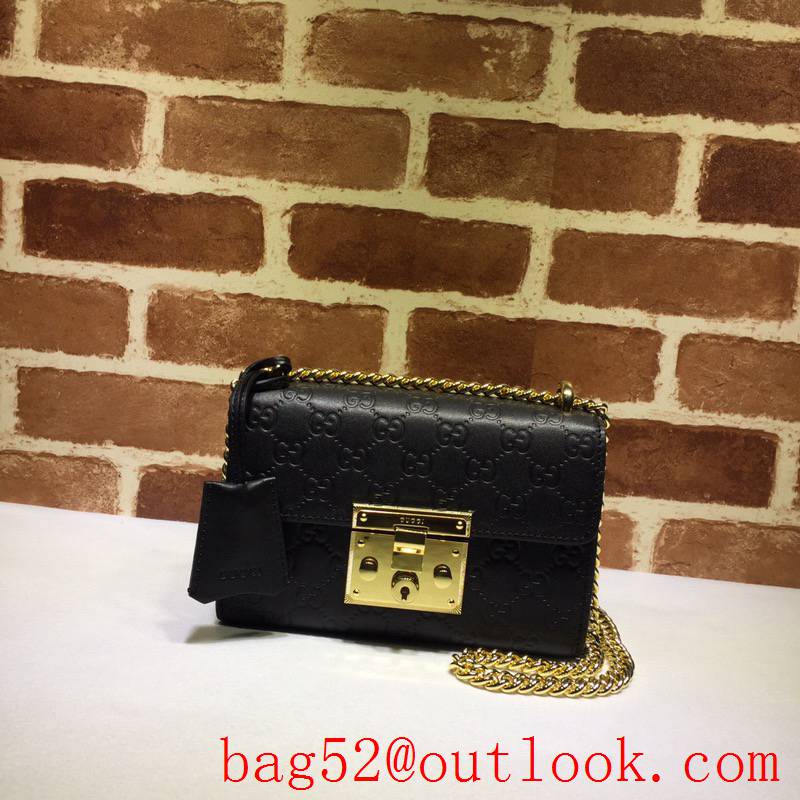 Gucci Padlock calfskin GG Signature Small chain Shoulder Bag purse