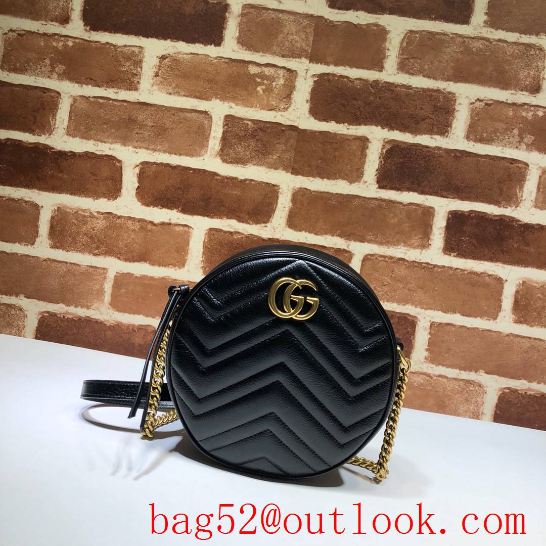 Gucci Marmont mini small GG Round black Leather Shoulder chain Bag