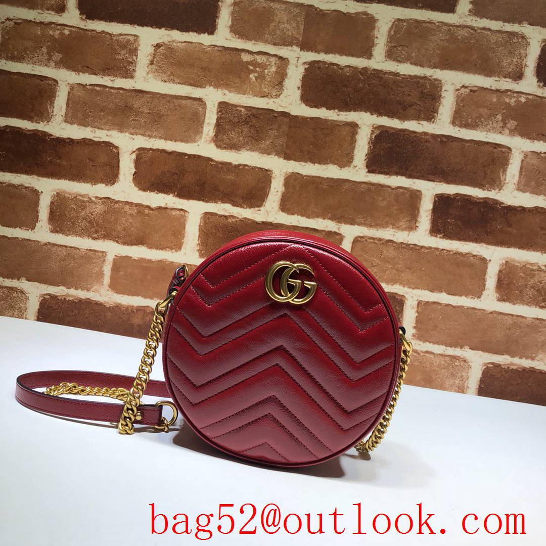 Gucci Marmont mini small GG Round wine Leather Shoulder chain Bag
