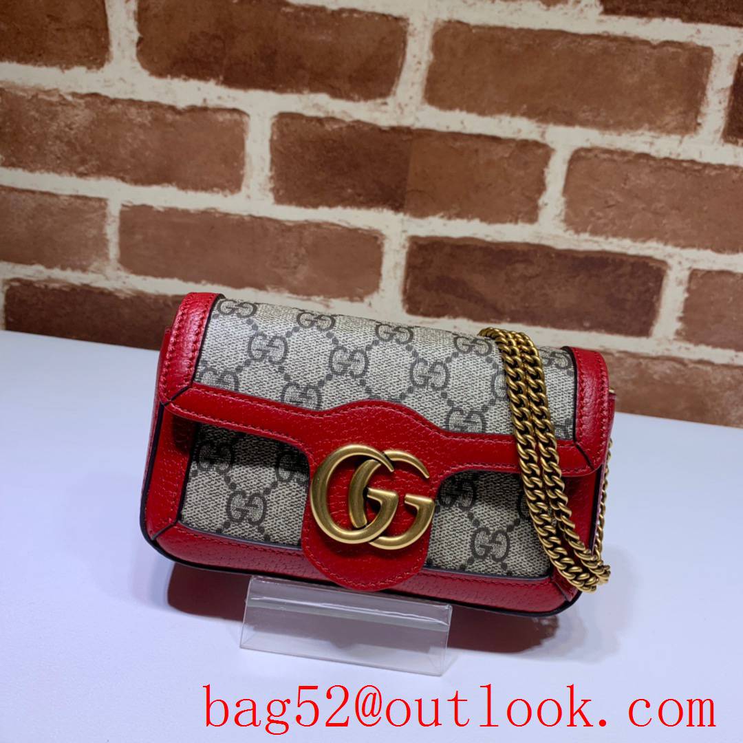 Gucci GG Marmont Mini Super red Leather-trimmed Canvas Bag purse