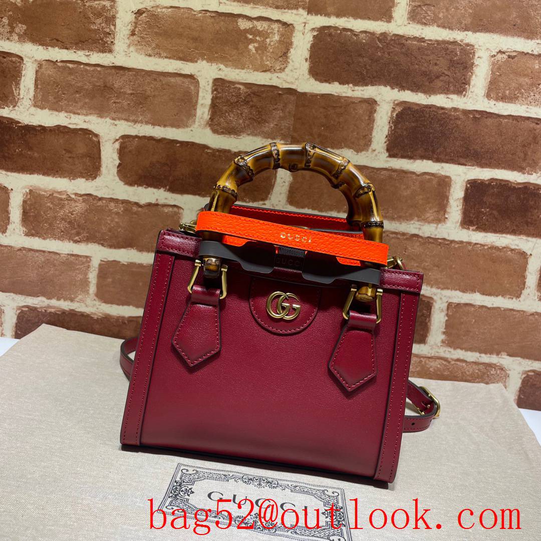 Gucci Diana Mini wine Leather Tote shoulder Bag