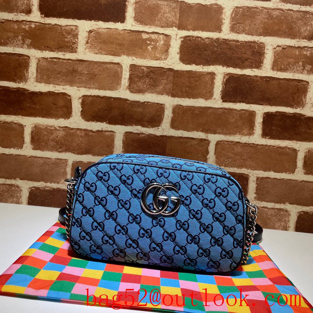 Gucci GG Marmont blue small Canvas chain Shoulder Bag purse