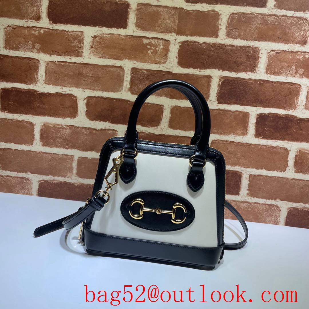 Gucci 1955 Horsebit White v Black calfskin Mini Shoulder tote Bag