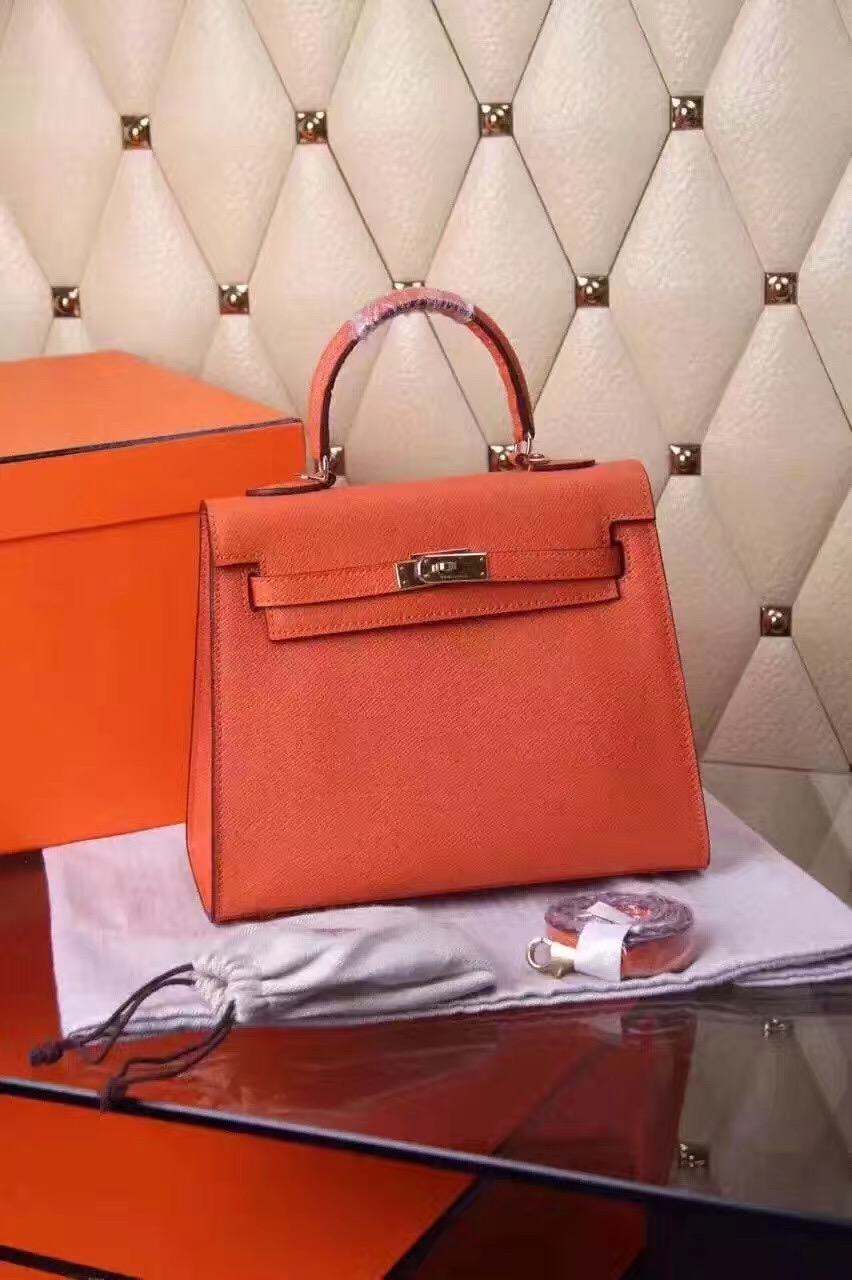 Hermes small Epsom Kelly orange handbags