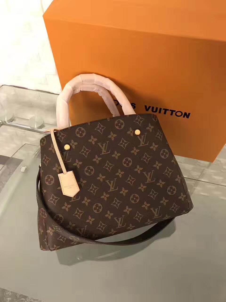 LV Louis Vuitton Freedom Tote Handbags Leather M54842 Real bags Navy ...