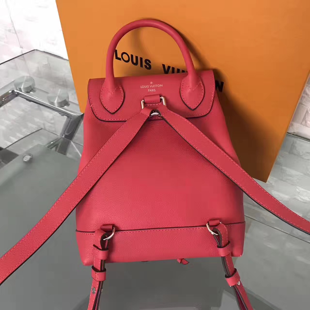 LV Louis Vuitton backpack small leather red handbags [LV349] - $387.00 : Luxury Shop