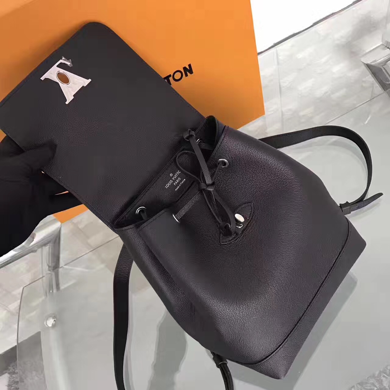 LV Louis Vuitton backpack small leather black handbags [LV351] - $387.00 : Luxury Shop