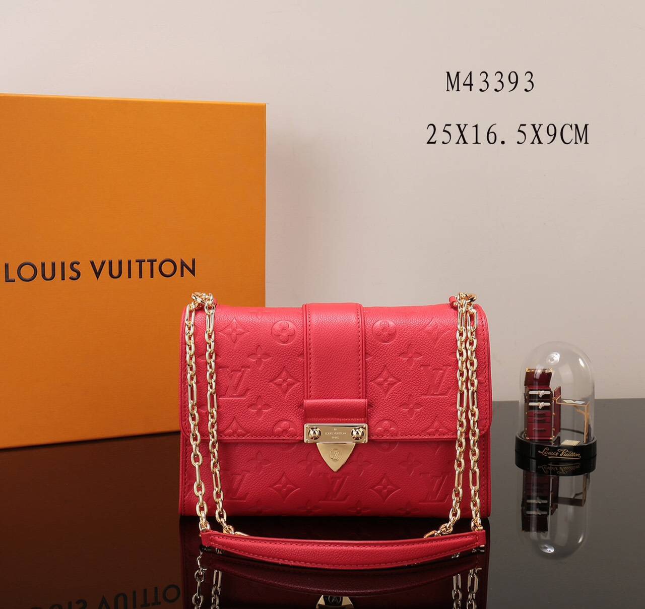 LV Louis Vuitton Saint Sulpice Monogram Real M43393 Leather Handbags bags Red