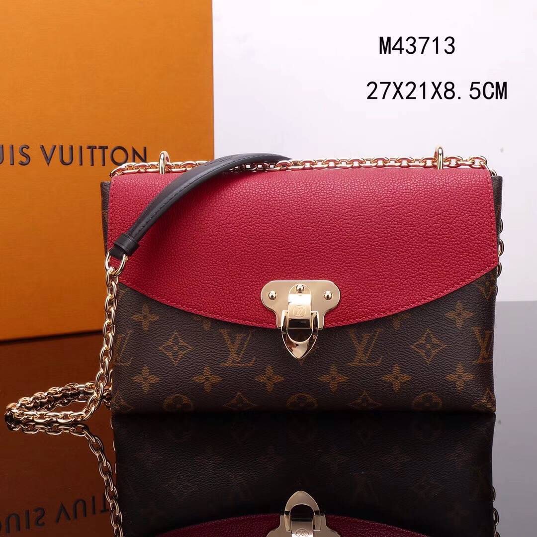 LV Louis Vuitton M43713 Saint Placide Leather Monogram Handbags bags Red