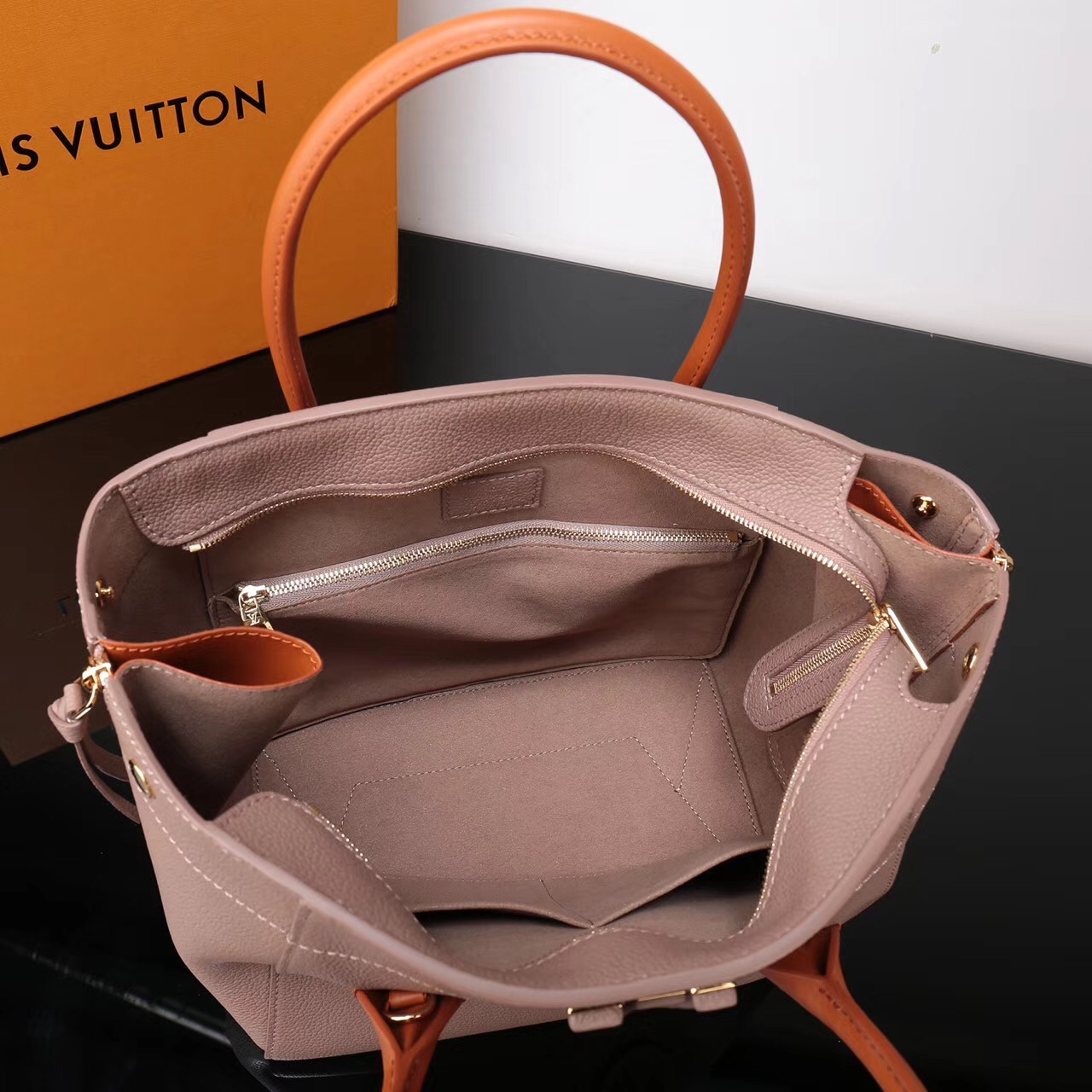 LV Louis Vuitton M54841 Freedom Tote Leather Handbags Real bags Beige [LV1018] - $339.00 ...