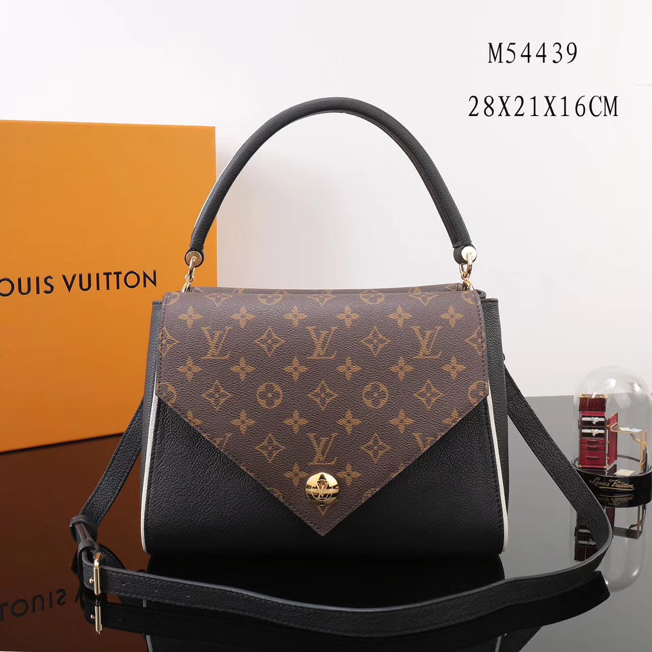 LV Louis Vuitton Monogram Double V Handbags Shoulder M54439 Leather bags Black
