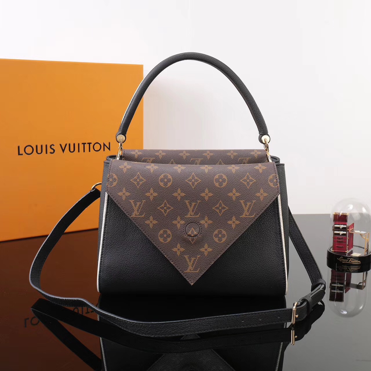 LV Louis Vuitton Monogram Double V Handbags Shoulder M54439 Leather ...