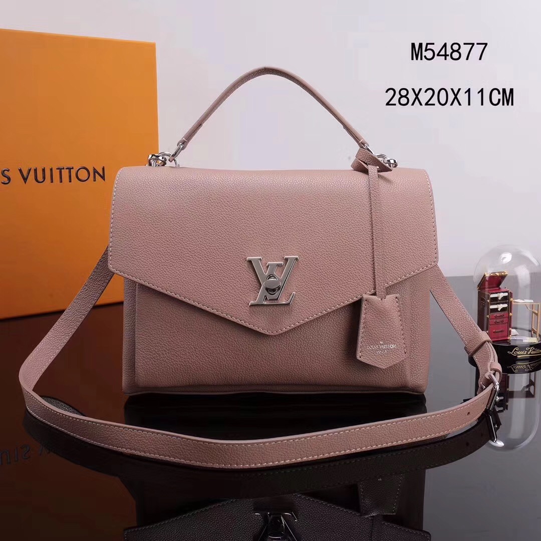 LV Louis Vuitton My Lockme Handbags Leather M54877 Real bags Pink