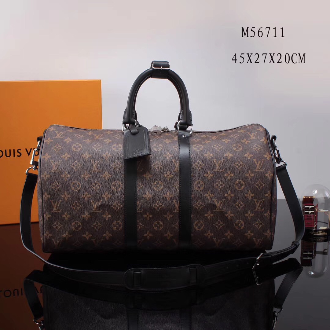LV Louis Vuitton M56711 Monogram Keepall bags 45 Travelling Handbags Black