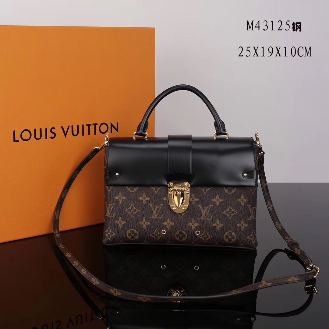 LV Louis Vuitton Monogram One Handle bags Leather M43125 Epi Handbags Black