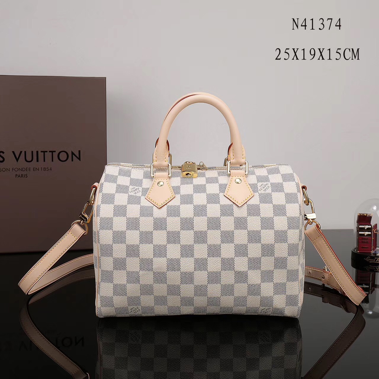 LV Louis Vuitton Speedy 25 Damier bags N41374 Handbags White