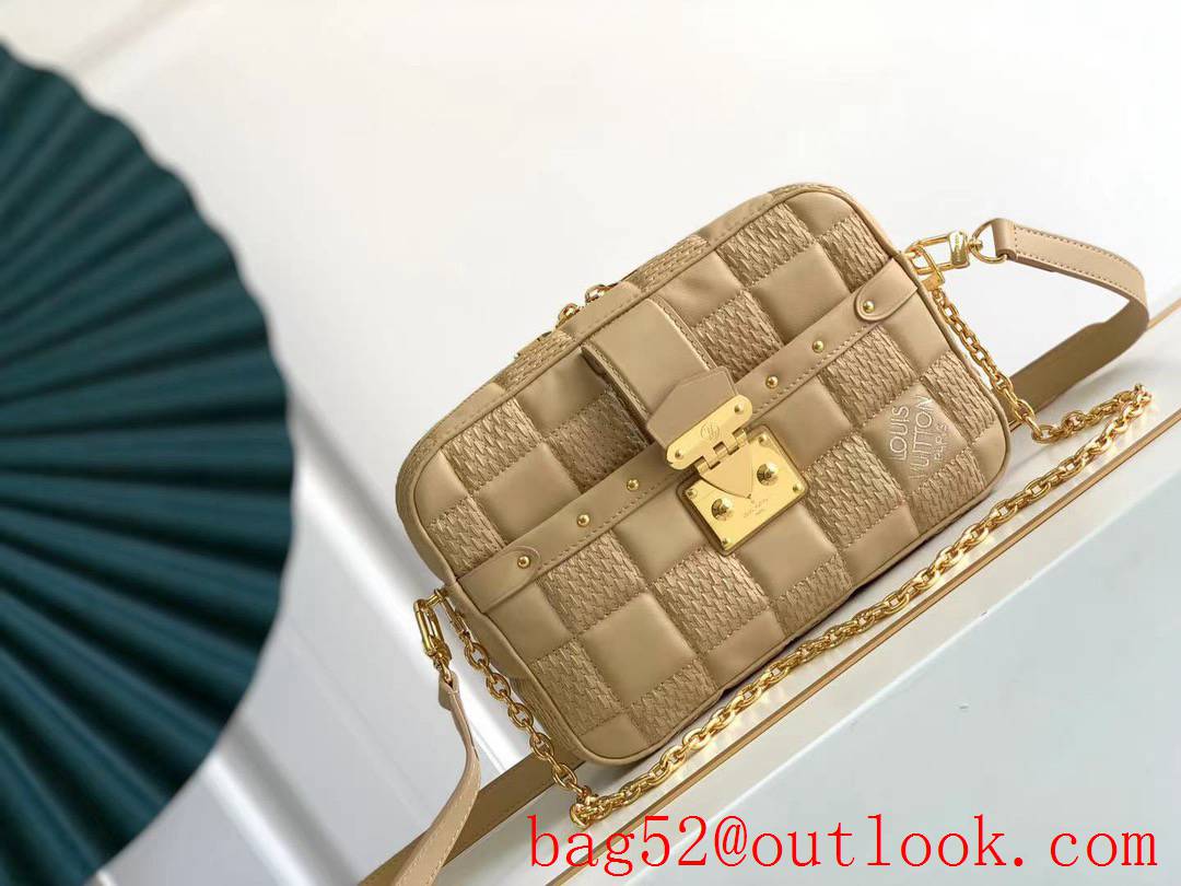 Louis Vuitton LV Lamb Leather Troca MM Shoulder Bag M59114 Apricot