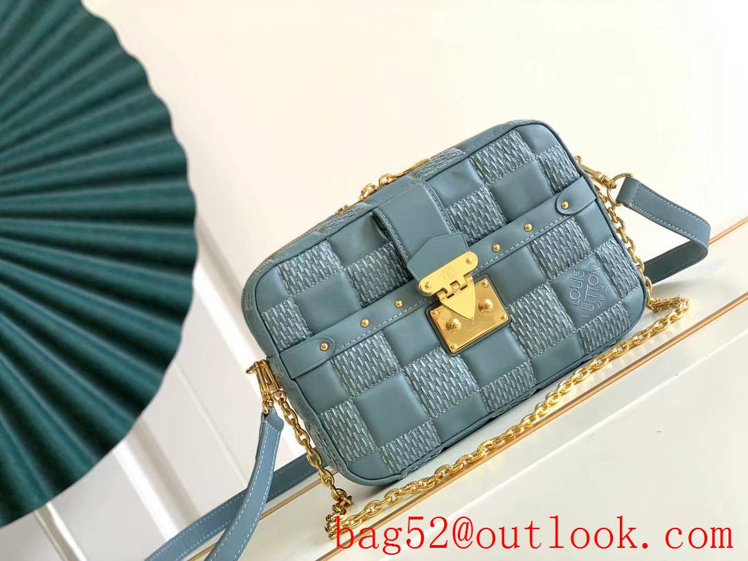 Louis Vuitton LV Lamb Leather Troca MM Shoulder Bag M59114 Blue