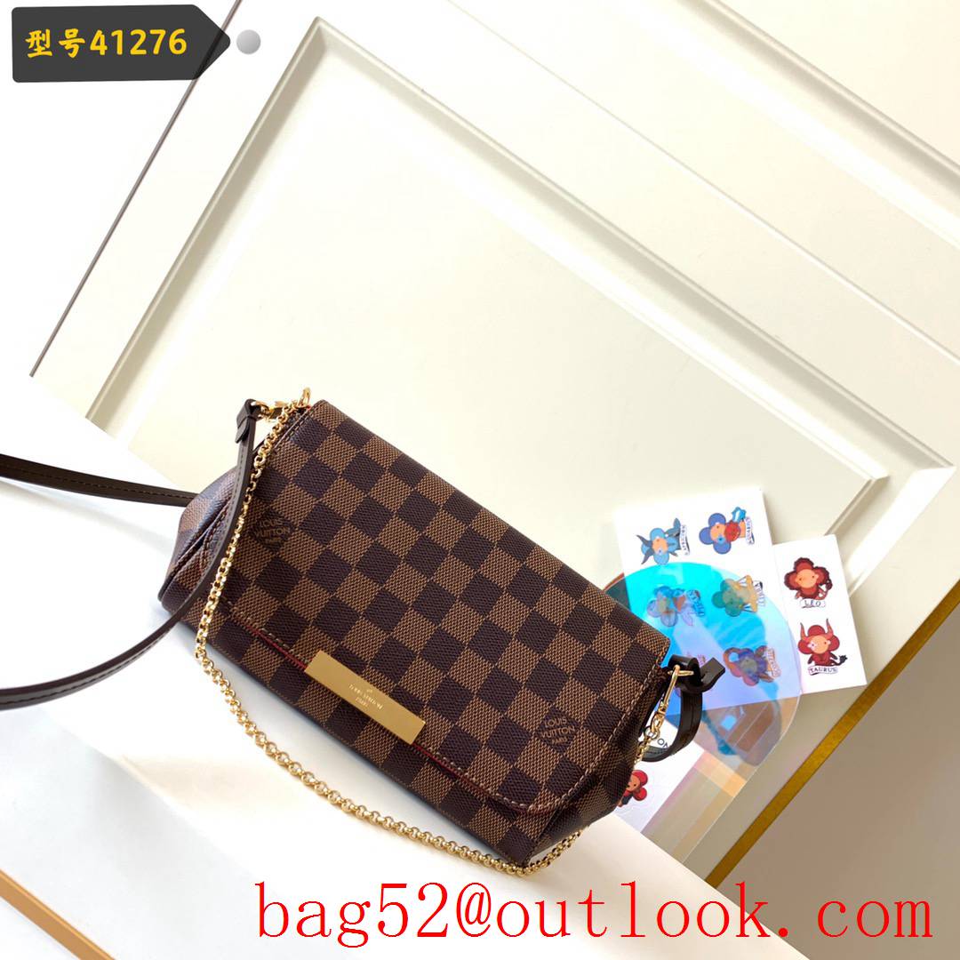 Louis Vuitton LV Favorite PM Monogram Damier Chain Bag N41276 Brown