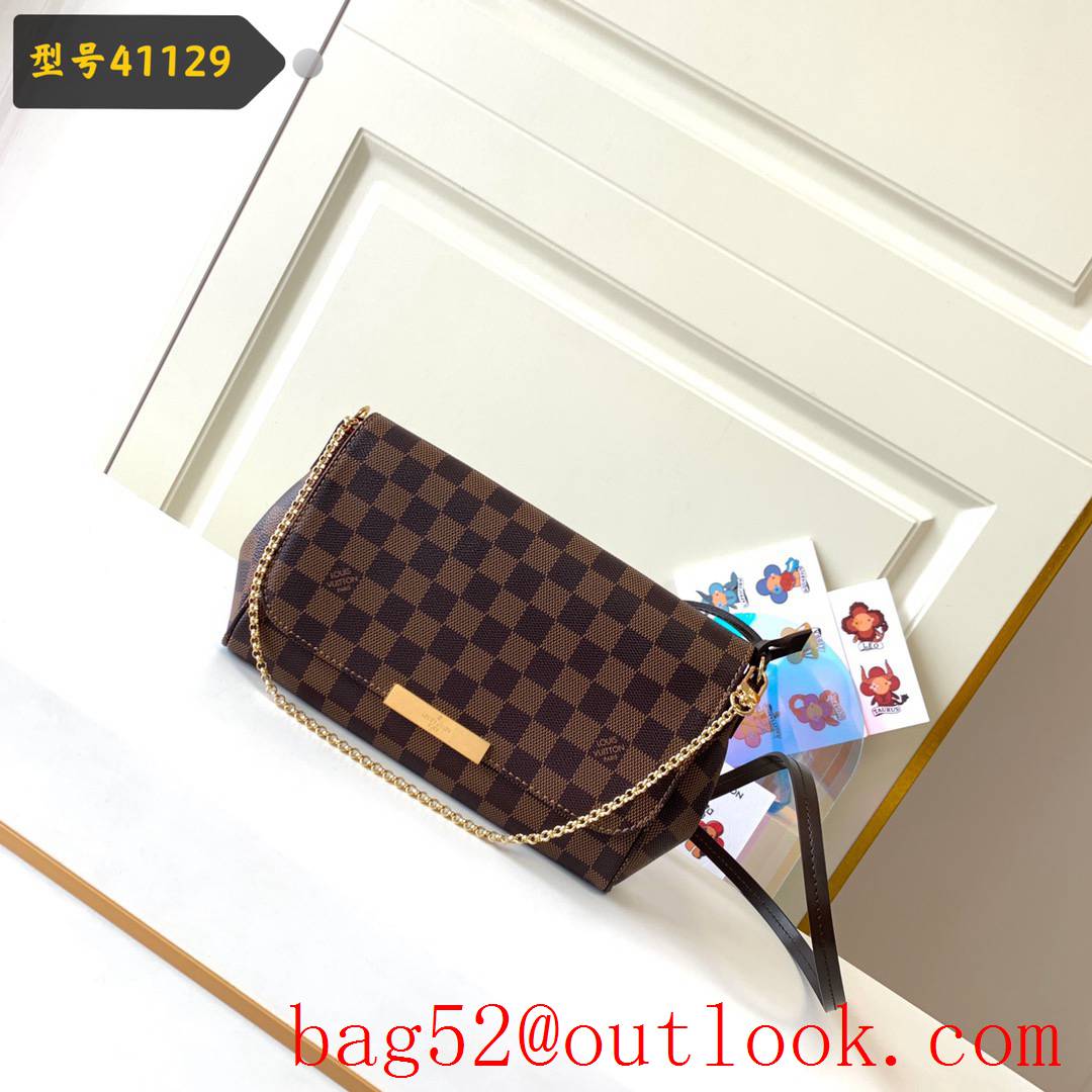 Louis Vuitton LV Favorite MM Monogram Damier Chain Bag N41129 Brown