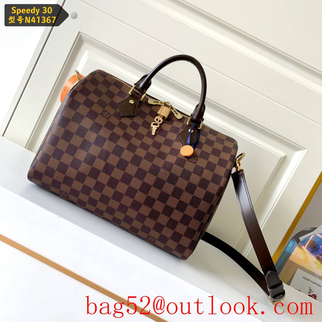 Louis Vuitton LV Speedy 30 Damier Ebene Bag Handbag N41367 Brown
