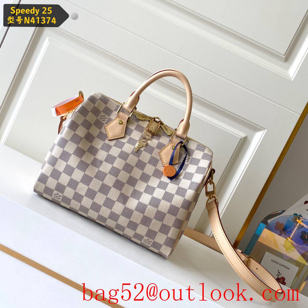 Louis Vuitton LV Speedy 25 Damier Azur Bag Handbag N41374 Cream