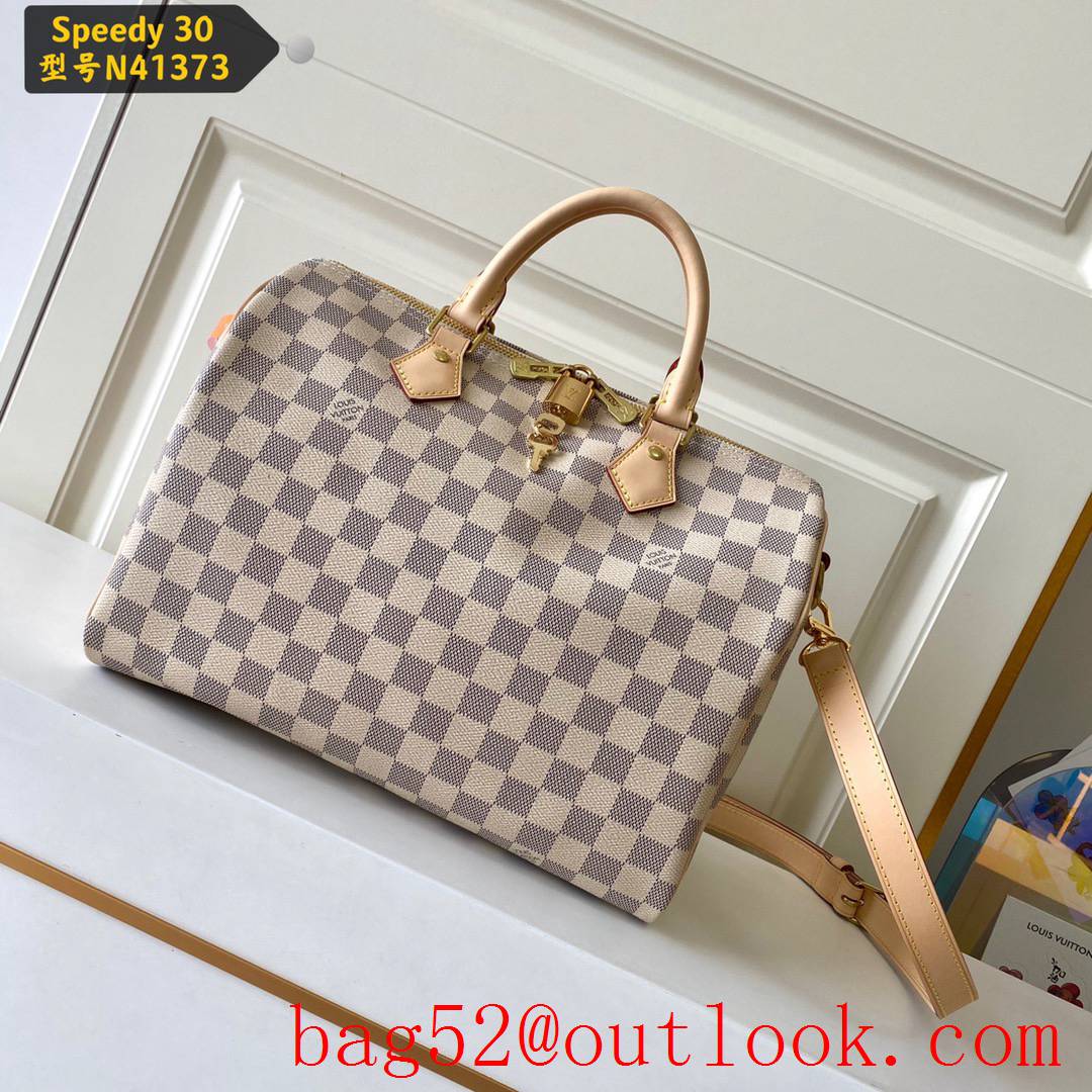 Louis Vuitton LV Speedy 30 Damier Azur Bag Handbag N41373 Cream
