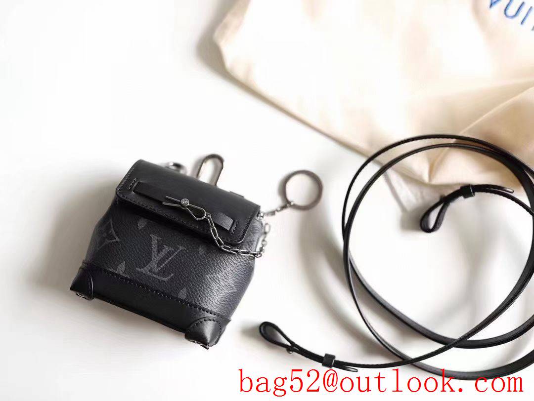 Louis Vuitton LV Monogram Canvas Mini Steamer Pouch Bag M00340 Black
