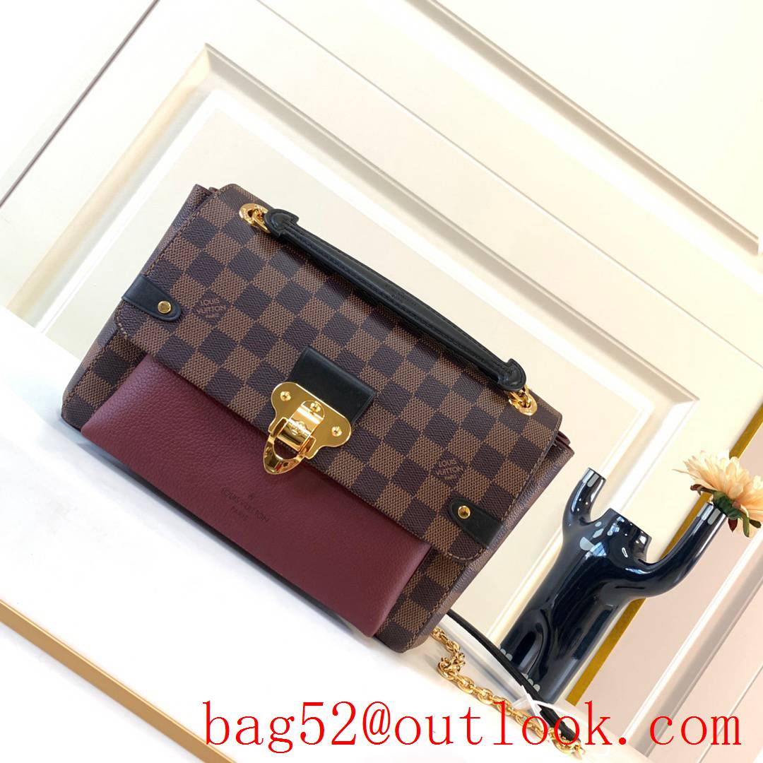 Louis Vuitton LV Damier Ebene Vavin PM Chain Bag Handbag N40109 Wine