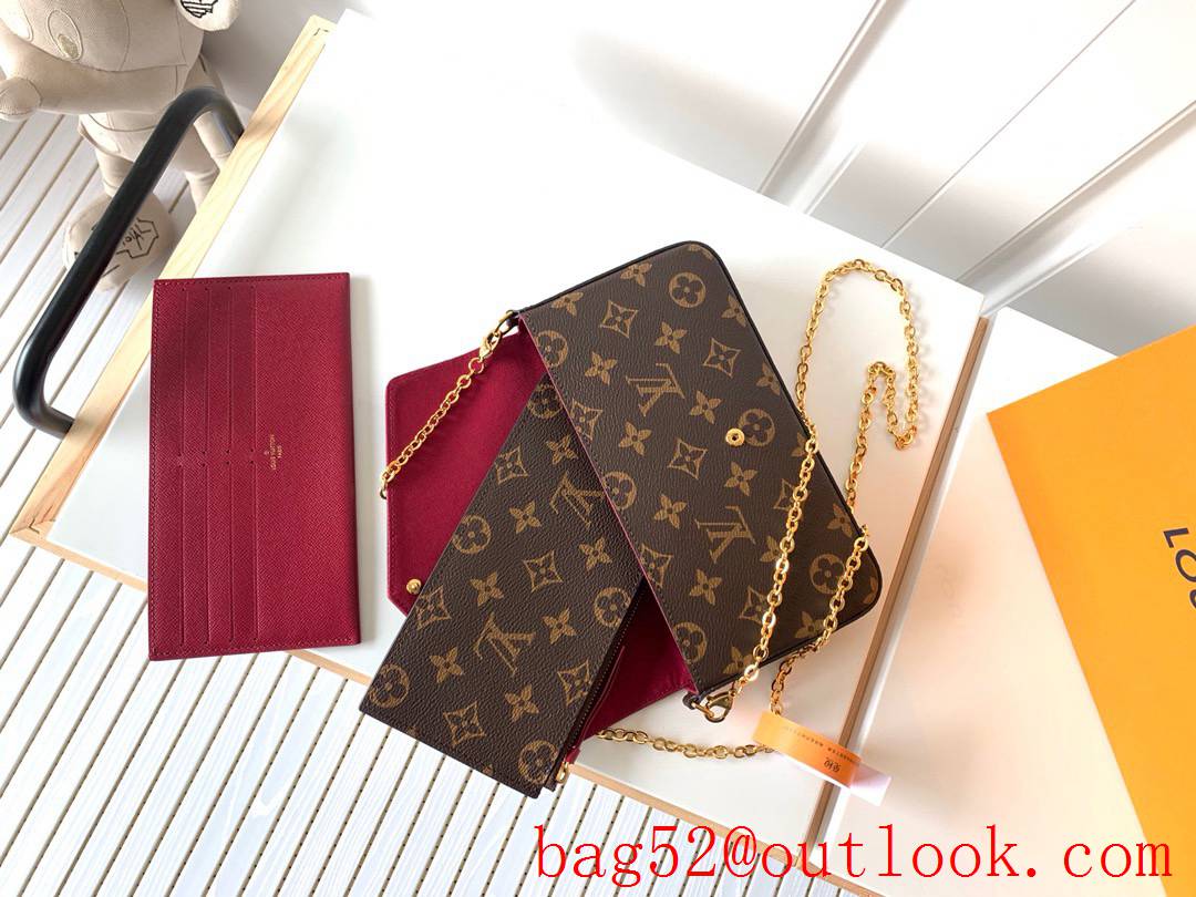 Louis Vuitton LV Monogram Felicie Pochette Chain Bag M61276 Brown