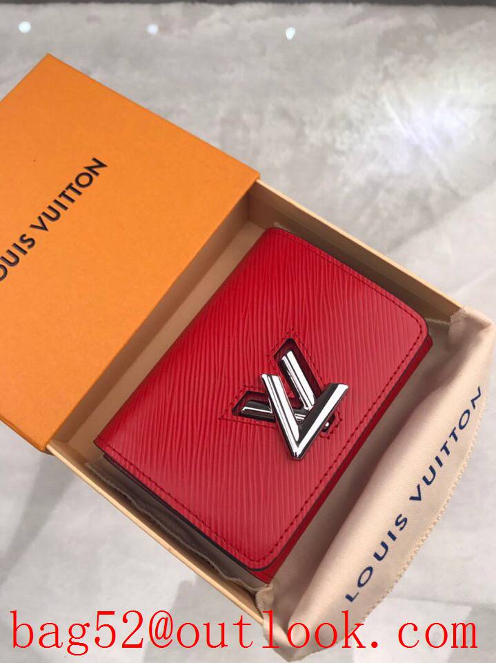 LV Louis Vuitton small red epi leather 3 folded small leather V lock wallet purse M64413