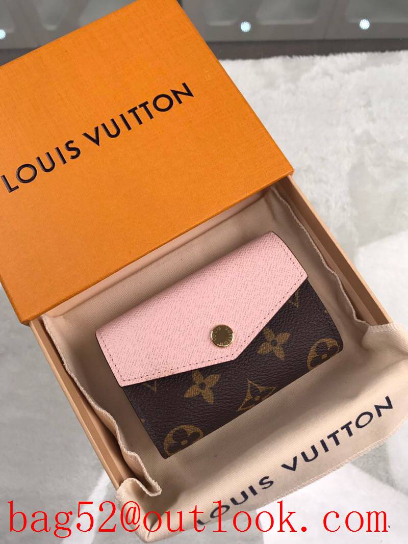 LV Louis Vuitton baby pocket pink leather v monogram wallet purse M61273
