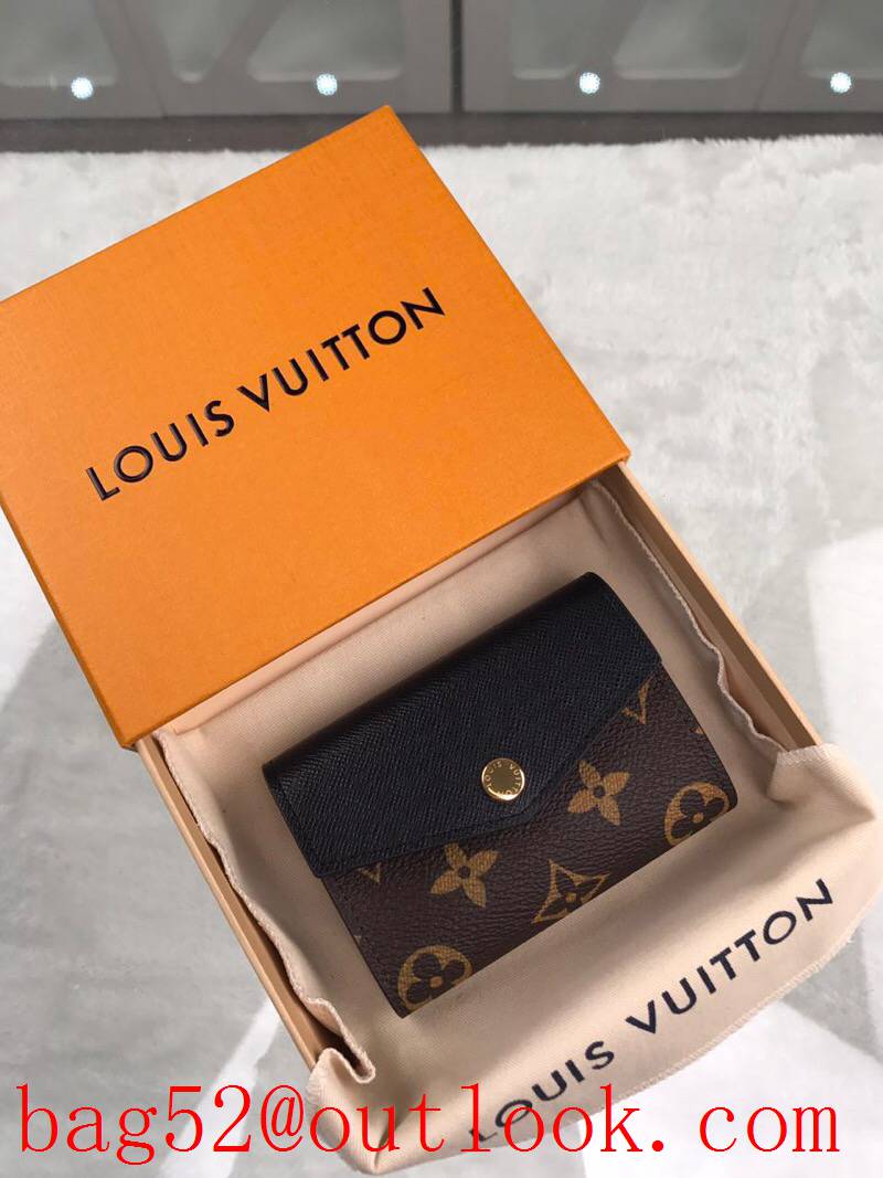 LV Louis Vuitton baby pocket black leather v monogram wallet purse M61273