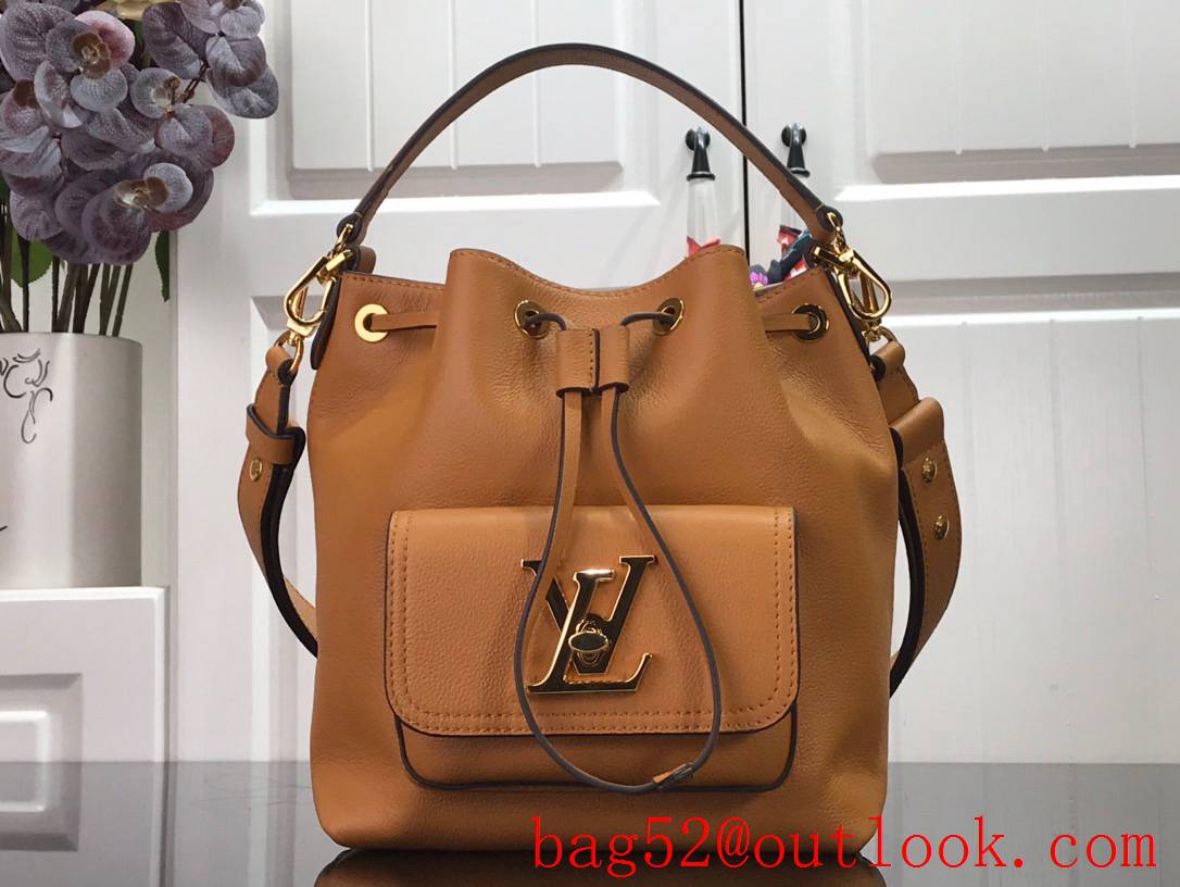 Louis Vuitton LV Lockme Bucket Real Leather Bag Handbag M57689 Brown
