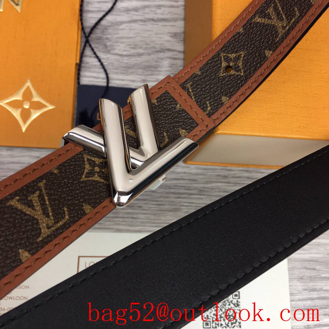 lv Louis Vuitton 30mm chain monogram reversible twist buckle belt M0386W v silver