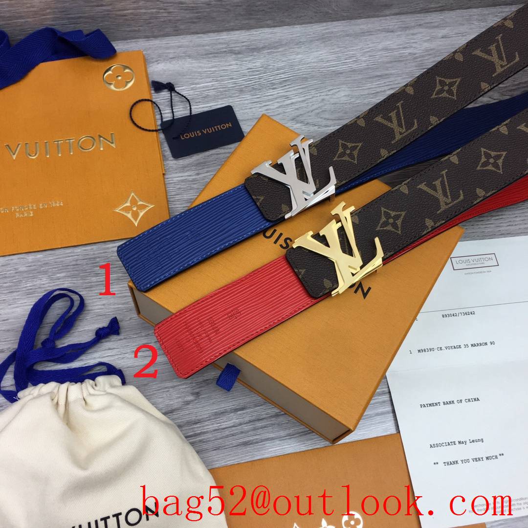 lv Louis Vuitton 40mm monogram leather shake buckle belt 2 colors