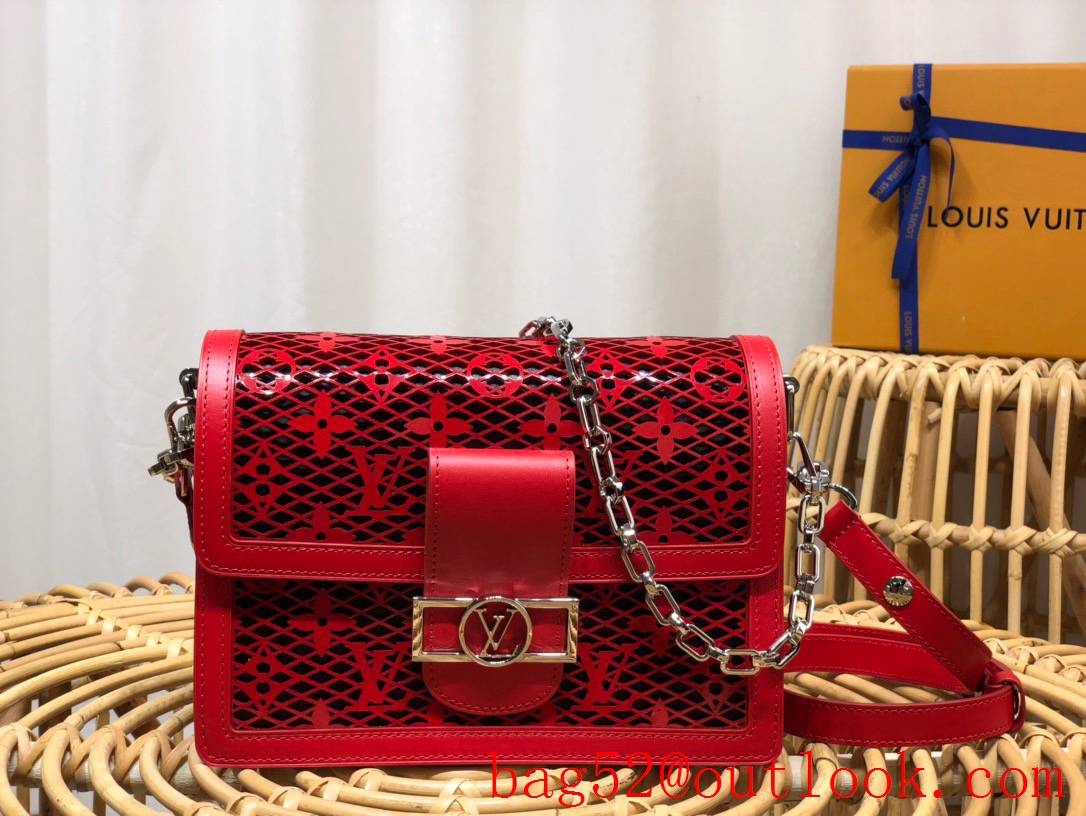 Louis Vuitton LV Dauphine Medium Monogram Lace Shoulder Bag Handbag M20590 Red