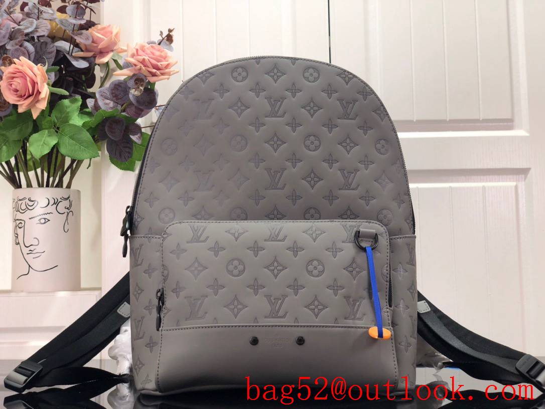 Louis Vuitton LV Men Racer Backpack Bag with Monogram Shadow Leather M46109 Gray