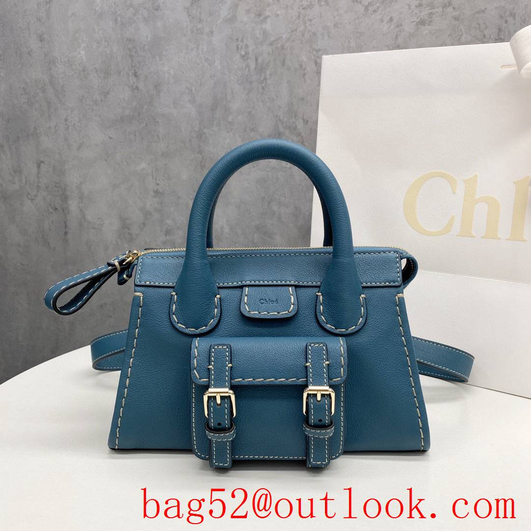 Gucci blue leather bag in bag thick edging line women;s crossbody handbag