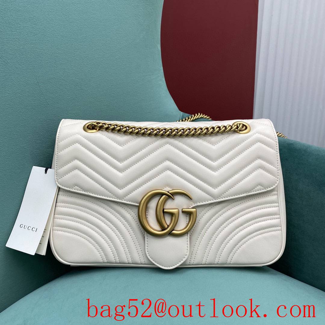 Gucci marmont large white shoulder chain women's handbag