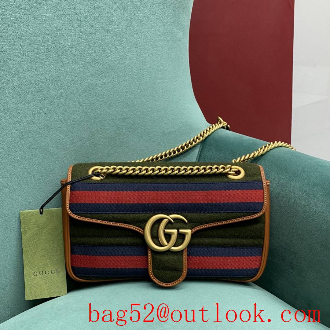 Gucci Marmont New color Original imported cloth lining with sheepskin red green shoulder handbag