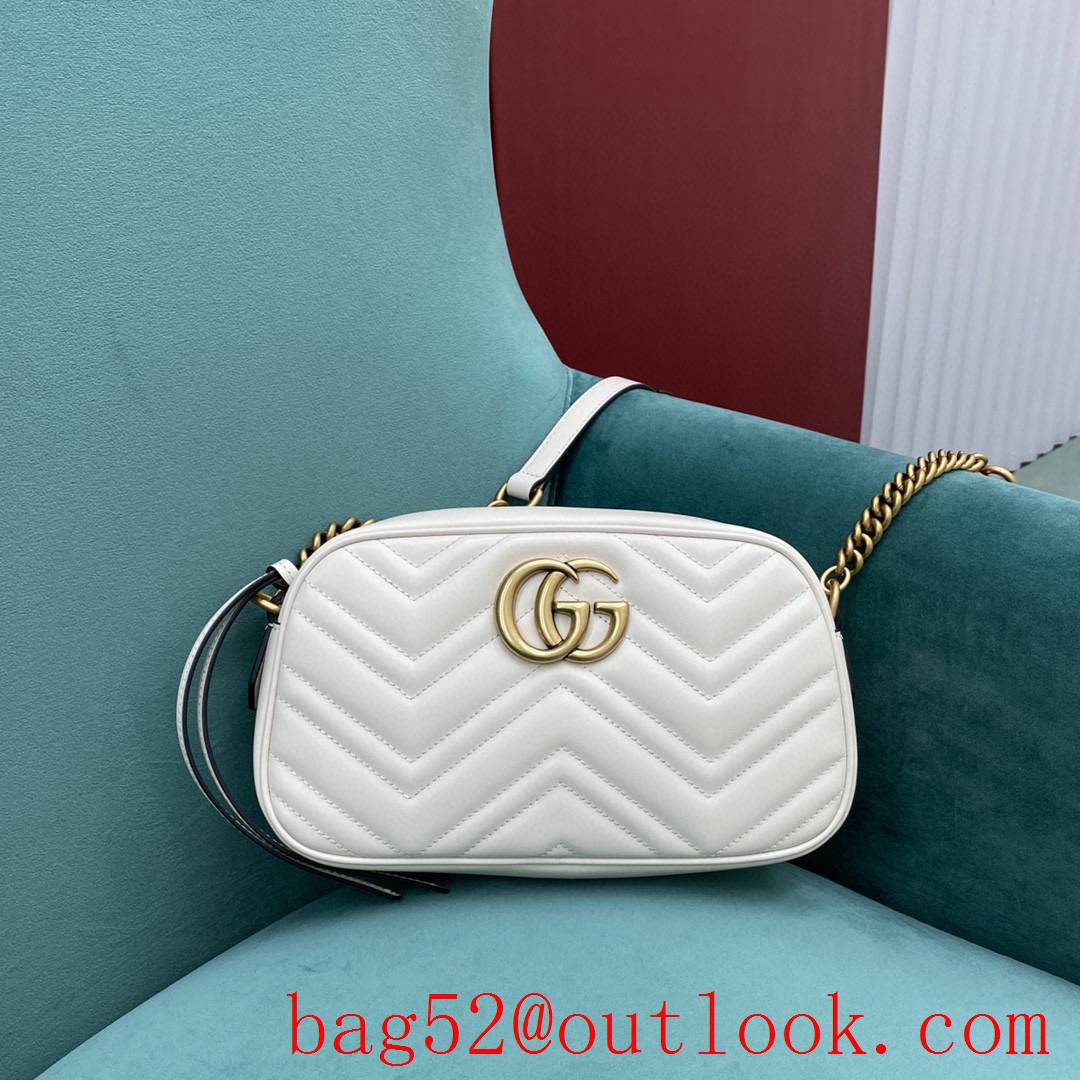 Gucci Marmont original leather white crossbody women's handbag
