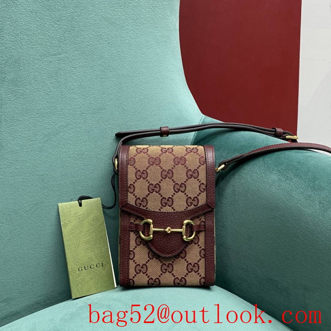 Gucci 1955 Horsebit Phone Case winered women's handbag